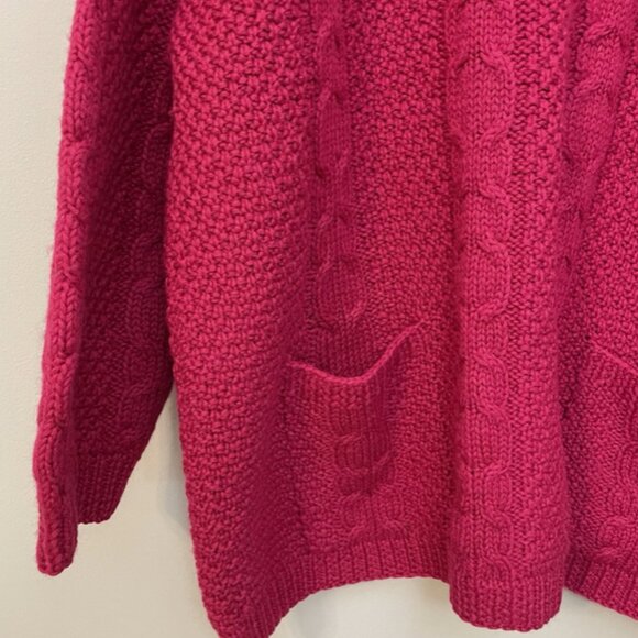 Vintage LL Bean Women’s 100% Wool Sweater Fisherman Cable Knit XL Pockets - Picture 6 of 16